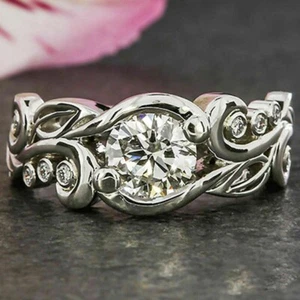 1.00Ct Lab Created Diamond Women's Ring in 14K White Gold Plated Size 6 7 8 9 10 - Picture 1 of 6
