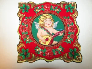 serenading ANGEL w/roses 6.25x6.25" potholder sewing craft tulip paint (sew appl - Picture 1 of 2