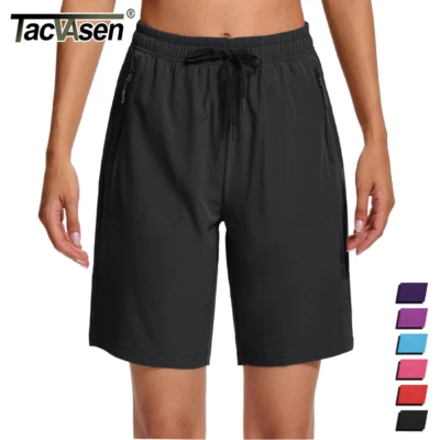 Pantalones Cortos de Senderismo Ligeros para Mujer Secado Rápido 8" Informales Golf Pantalones Cortos con Cremallera Foto 1 de 4