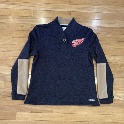 Detroit Red Wings Sweater Women's Large Gray CCM NHL Hockey Pullover Ladies Cover