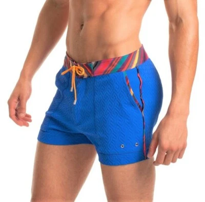 Pantalones Cortos MR TURK 'Cody' Para Hombre Tejido Jacquard Cobalto Natación/Baño 32" ¡NUEVOS SIN ETIQUETAS! Foto 1 de 4