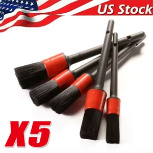 5PC Car Detailing Brush Kit Boar Hair Vehicle Auto Interior For Wheel Clean Sets - Picture 1 of 24