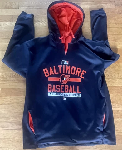 Majestic MLB Baltimore Orioles Baseball Black Hoodie Sweatshirt 2XL Cover