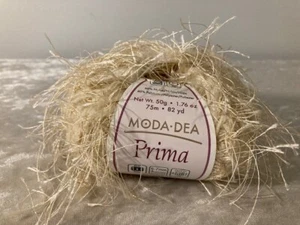 Moda Dea Prima Eyelash Yarn Color-Natural Beige 1.76 oz 82 yds Polyester & Nylon - Picture 1 of 6