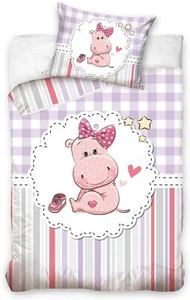 Hippopotame Parure de lit 100% Coton Housse de Couette 100x135 + Taie 40x60 - Picture 1 of 6