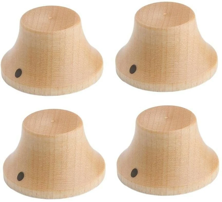 *NUEVO Juego de 4 PERILLAS DE CONTROL DE CAMPANA DE MADERA PARA Gibson Les Paul Strat Push On Maple Foto 1 de 1