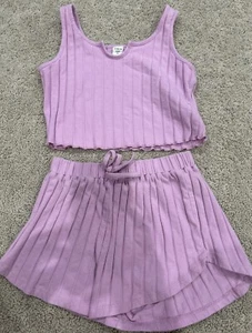 Shein Girls Pink Ribbed Two Piece Outfit Size 9 Youth - Picture 1 of 8