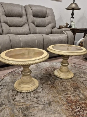 Juego de mesa de pedestal Lowboy estilo Regency Jansen italiano vintage Foto 1 de 4