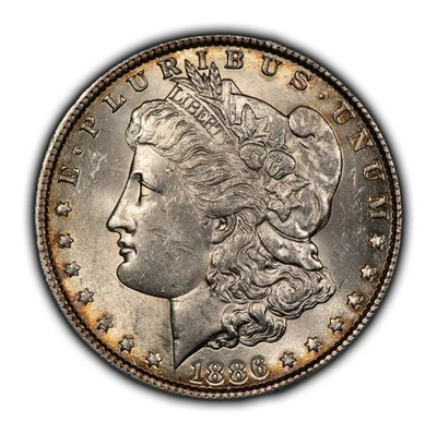 1886 $1 Morgan Silver Dollar - Neon Original Toning - BU - SKU-D4632 - Image 1 of 4