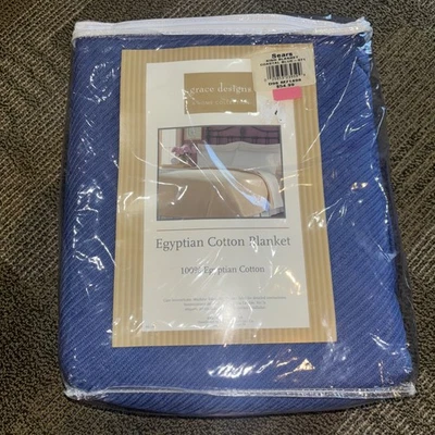 Grace Designs 100% Egyptian Cotton King Blanket. NWT Coastal Blue - Image 1 of 4