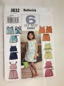 Butterick Pattern 3832 Child's Girls' Top Skort & Shorts Sewing Craft Project H - Picture 1 of 1