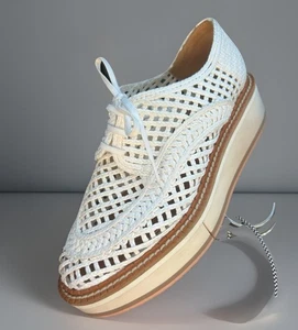 Robert Clergerie Biba White Raffia Platform Oxford Shoes Size 38 - US SZ 7 EUC - Picture 1 of 11