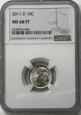 2011 D ROOSEVELT DIME NGC MS68 FT ~ Full Torch ~ High Grade - Image 1 of 4