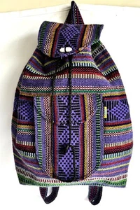 Pinzon Mexico Handmade Purple Multicolor Backpack with pocket Boho - Picture 1 of 9