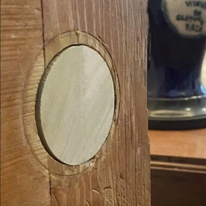 Predrilled Door Wooden Hole Plug 2 1/8" Diameter Wafer - Picture 1 of 16
