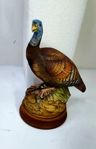Vintage Wild Female Turkey by Andrea Sadek Figurine w Wood Base 10" made Japan - Picture 1 of 13