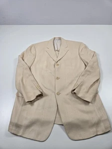 Salvatore Ferragamo Blazer Mens 40R Beige Silk Wool Made In Italy Sport Coat - Picture 1 of 19