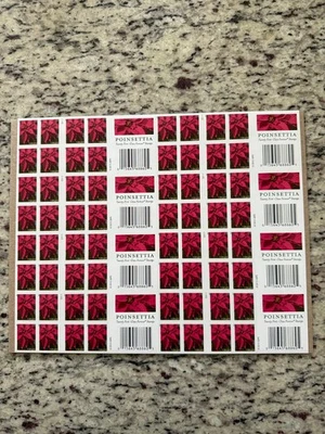 2013 4816e Imperf Poinsettia without Die-Cuts Press Sheet as Scan Shows - Image 1 of 2