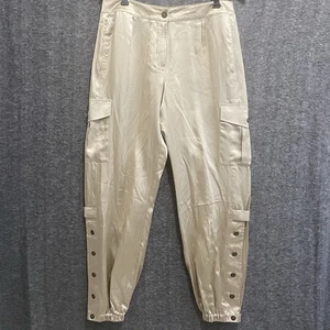NUEVO Chicos Casablanca Pantalones Carga Mujer 1.5 Dorado Mezcla Seda Joggers Glam M/10 - Imagen 1 de 11