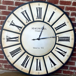Magnolia Home Furniture Round Iron Village Wall Clock 4 Foot Waco Texas Farm - Picture 1 of 11