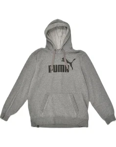 PUMA Mens Graphic Hoodie Jumper Large Grey Cotton AE02 - Picture 1 of 4