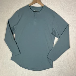 BYLT Hemd Herren Medium Drop Cut Lux Langarm Henley Blau - Bild 1 von 10