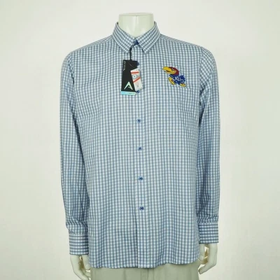 Nueva Camisa Antigua Team Kansas Jayhawks Abotonada Para Hombres Grande Azul Mezcla a Cuadros Foto 1 de 3