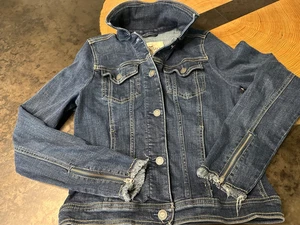 HOLLISTER STRETCH FITTED DENIM JEAN JACKET WOMENS M GRUNGE - Picture 1 of 8