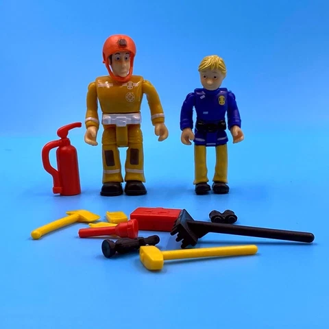 Set Fireman Sam Elvis & Penny 2 Articulated Figrues w/ Tools Hats Accessory Toys Cover