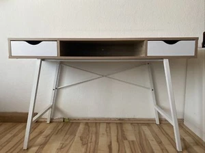 Schreibtisch Weiß/Holz mit schubladen - Bild 1 von 6