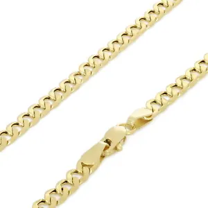 14K Yellow Gold 2.5mm Curb Cuban Italian Link Chain Necklace Mens Womens 20" - Picture 1 of 11