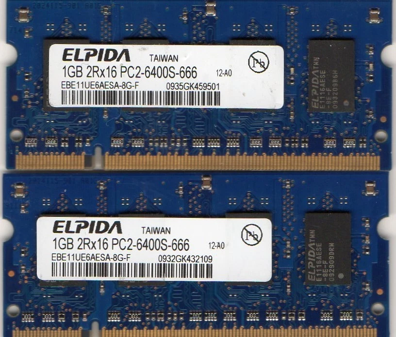 Memoria DDR2 2 GB 2x 1 GB Compaq Presario C300 CTO / C500 CTO / C700 / C700T para computadora portátil Foto 1 de 1