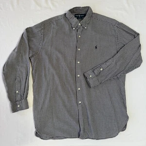 Camisa Ralph Lauren McMeel Abotonada Para Hombre Grande Negra Cuadros Manga Larga Poni - Imagen 1 de 7