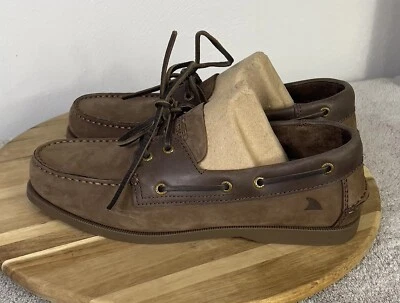 Zapatos de barco de cuero marrón tiburón resistente para hombre talla 11 M Foto 1 de 4