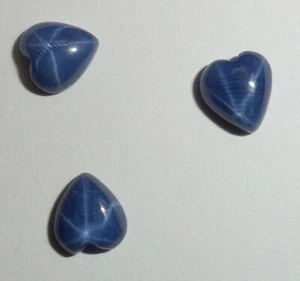 Blue Star Sapphire Heart 5x5 mm Cabochon 6 Rayed Lab-created Opaque 3 pieces Lot - Picture 1 of 12