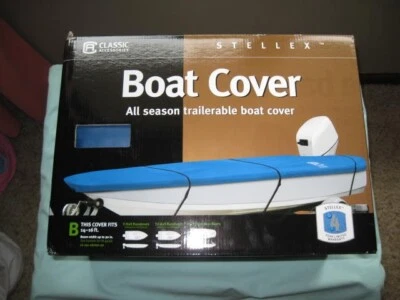 CLASSIC ACCESSORIES STELLEX ALL SEASON TRAILERABLE BOAT COVER 14-16FT. BEAM 90IN - Image 1 of 4