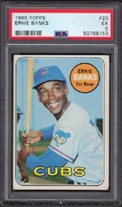 1969 Ernie Banks Topps Baseball Card #20 Graded PSA 5 Excellent (EX)