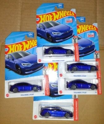 Hot Wheels 2024 - Quarter Mile Heroes #238 - Tesla Model S Plaid *¡JUEGO/LOTE DE 5!* Foto 1 de 4