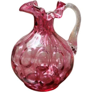 Fenton Dot Optic Cranberry Glas Krug Vase - Bild 1 von 4