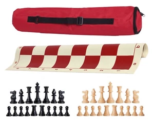 Juego de ajedrez de peso único Red Archer - bolsa de tablero con piezas negras y naturales - Imagen 1 de 5