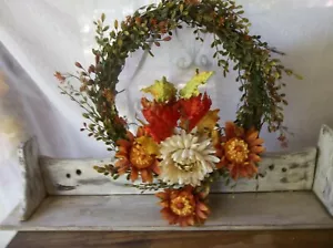 Rustic fall door wreath/Flower with burlap wreath/Handmade fall flower wreath - Picture 1 of 7