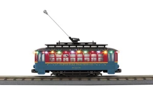 MTH RAILKING CHRISTMAS NORTH POLE BUMP N GO TROLLEY W/ LED LIGHTS! O GAUGE - Picture 1 of 3