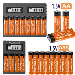1.5V Wiederaufladbare Lithium Ionen AA AAA Akku Smart LCD Ladegerät LOT - Bild 1 von 29