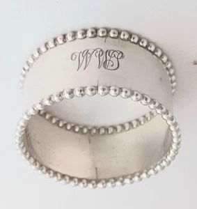 Towle Sterling Beaded Napkin Ring- Mono'd 7/8" wide - Picture 1 of 4