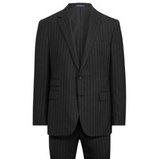 Ralph Lauren Purple Label Gregory Handmade Striped Wool 2 Button Notch Suit 40R