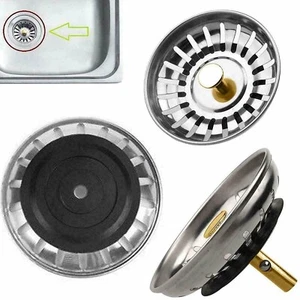 Premium Kitchen Sink Strainer Replacement Waste Plug Basin Drain Filter Steel UK - Picture 1 of 12