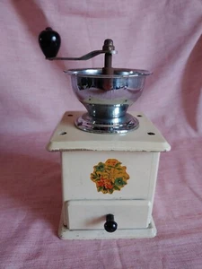 Vtg Coffee Bean Grinder Mill Decals Off White Chrome 1930s? Display Read 6201 - Picture 1 of 18