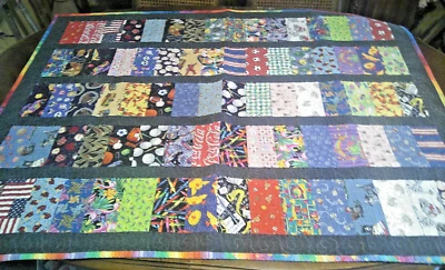 Patchwork Quilt Handmade Quilted Cotton Cute Patches Lady Bug Back - Image 1 of 4