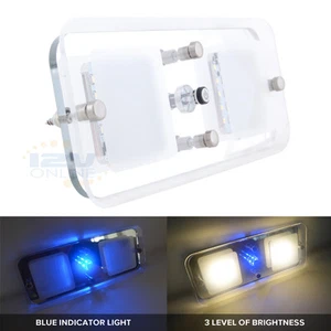 Lámpara de techo LED 12V con panel de cristal regulable blanco cálido y azul para autocaravana - Imagen 1 de 7