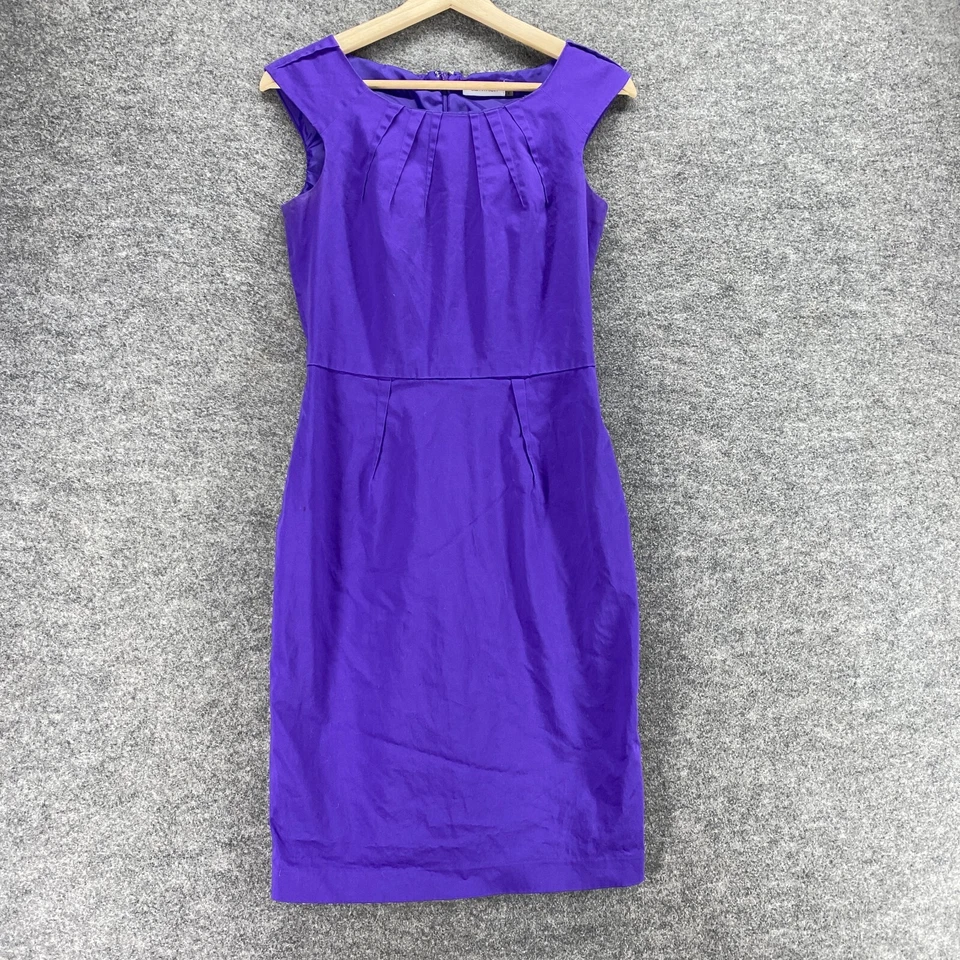 Vestido Calvin Klein Mujer 4 Azul Vaina Midi Cremallera Sin Mangas Algodón Cuello Redondo Foto 1 de 4